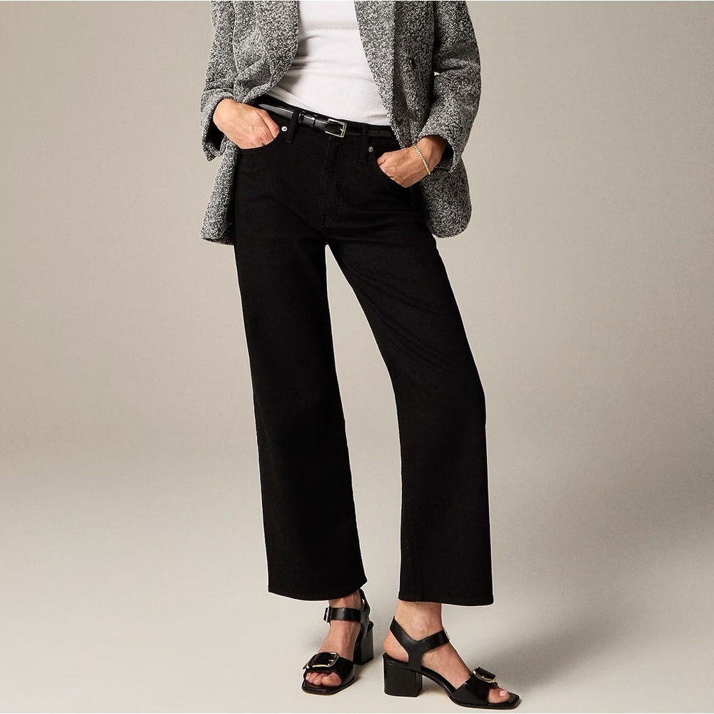 J Crew High Rise Slim-Wide Jean Size 36 Black in 1996 Semi Stretch